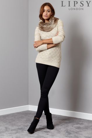 Lipsy Fur Collar Jumper